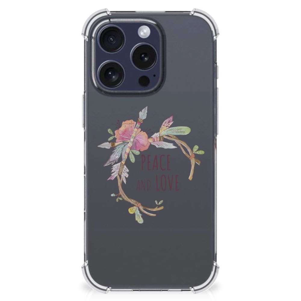iPhone 16 Pro Stevig Bumper Hoesje Boho Text achterzijde
