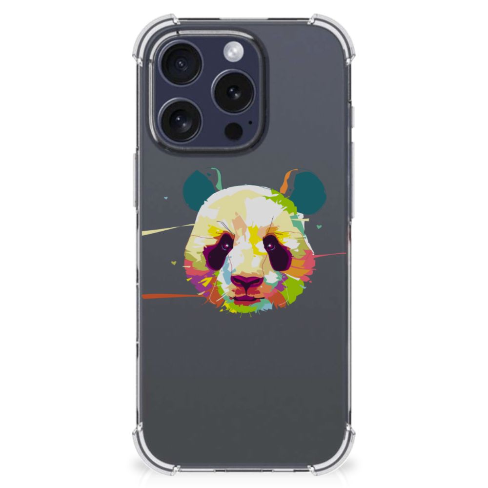 iPhone 16 Pro Stevig Bumper Hoesje Panda Color achterkant