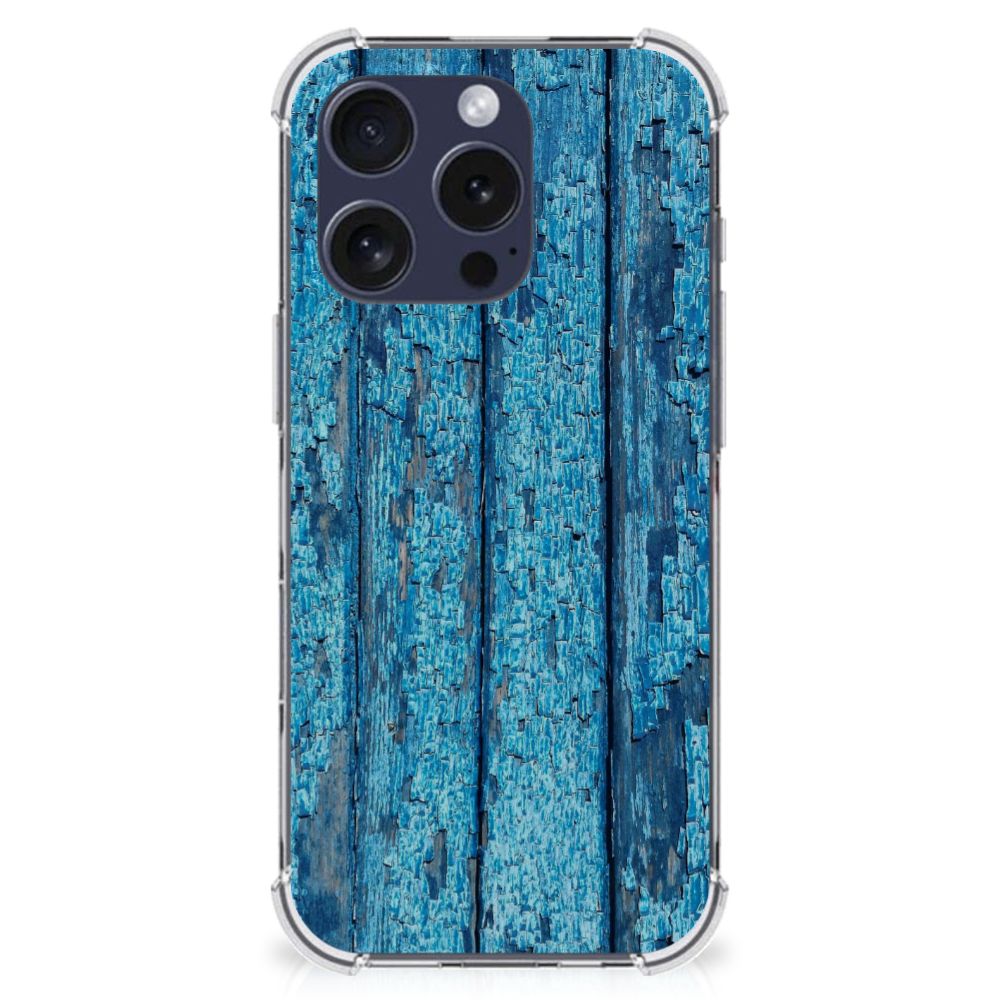 iPhone 16 Pro Stevig Telefoonhoesje Wood Blue achterkant