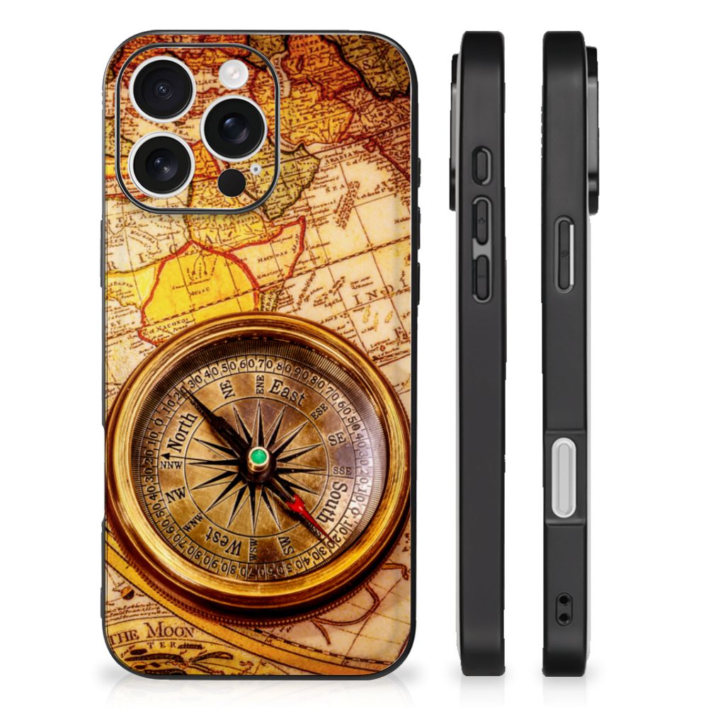 Apple iPhone 16 Pro TPU Backcover Kompas reizen ontwerp voorkant zijkanten