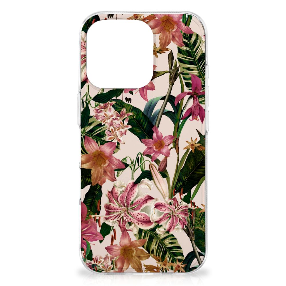 iPhone 16 Pro TPU Case Flowers bloemen ontwerp achteraanzicht