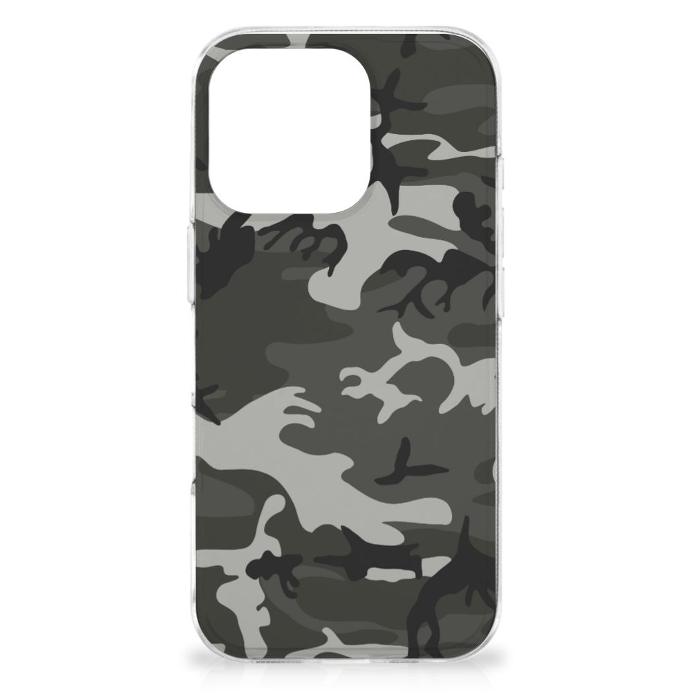 iPhone 16 Pro TPU bumper Army Light camouflage ontwerp achteraanzicht