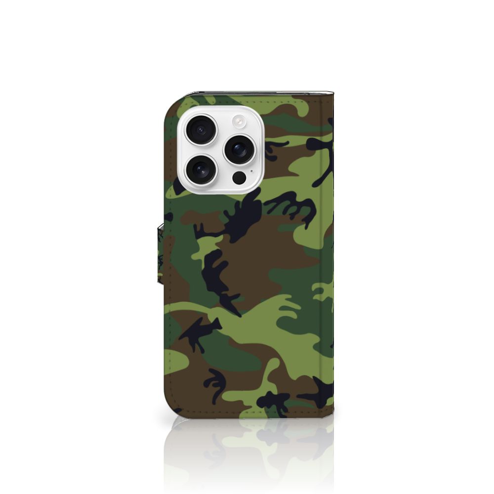iPhone 16 Pro Telefoon Hoesje Army Dark telefoonhoesje camouflage aanzicht