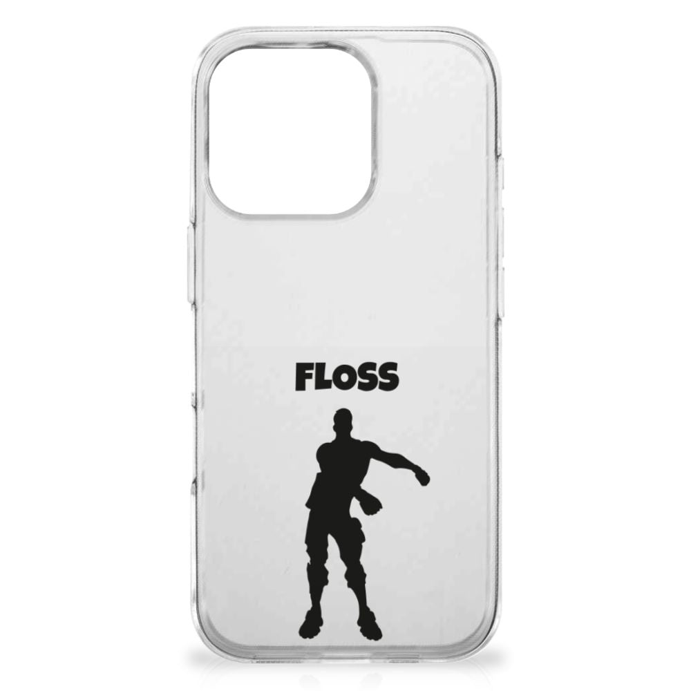 iPhone 16 Pro Telefoonhoesje met Naam Floss telefoonhoesje Floss design voorkant