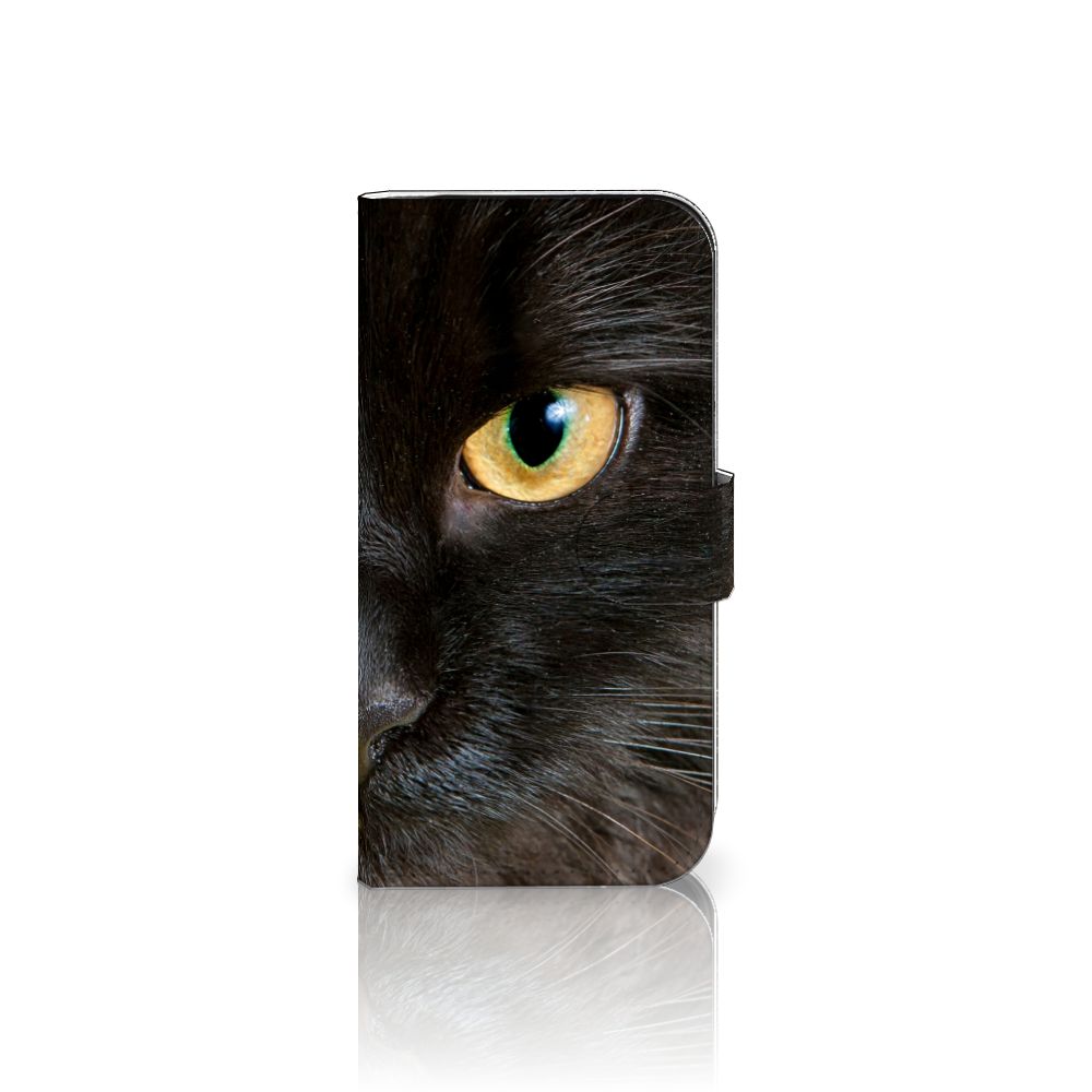 iPhone 16 Pro Telefoonhoesje met Pasjes Zwarte Kat design zwarte kat aanzicht