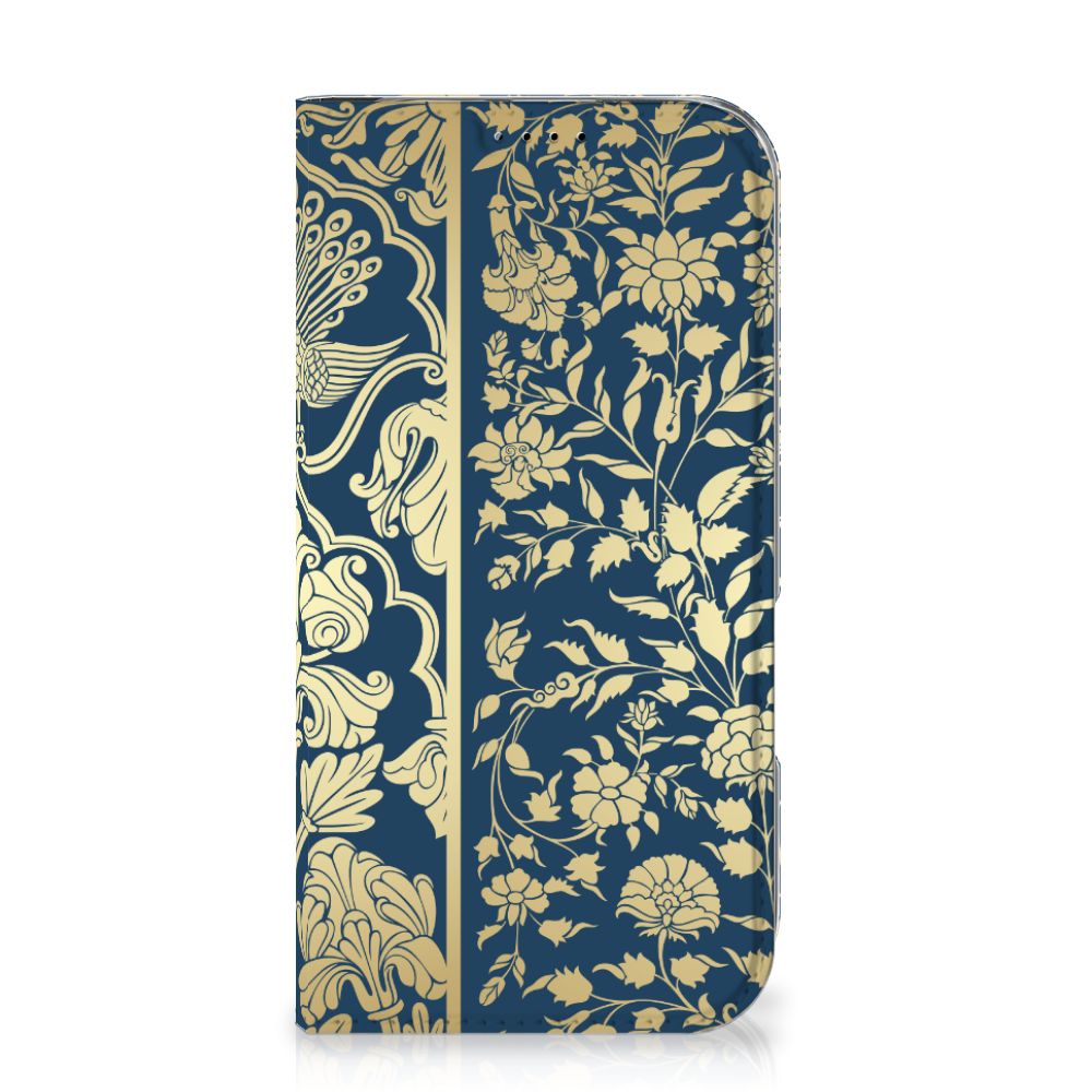 iPhone 16 Smart Cover Beige Flowers hoesje design beige bloemen vooraanzicht