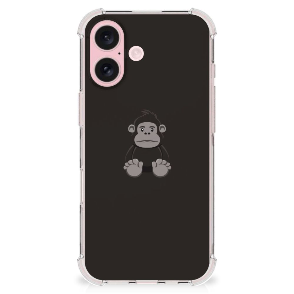 iPhone 16 Stevig Bumper Hoesje Gorilla Gorilla ontwerp achteraanzicht