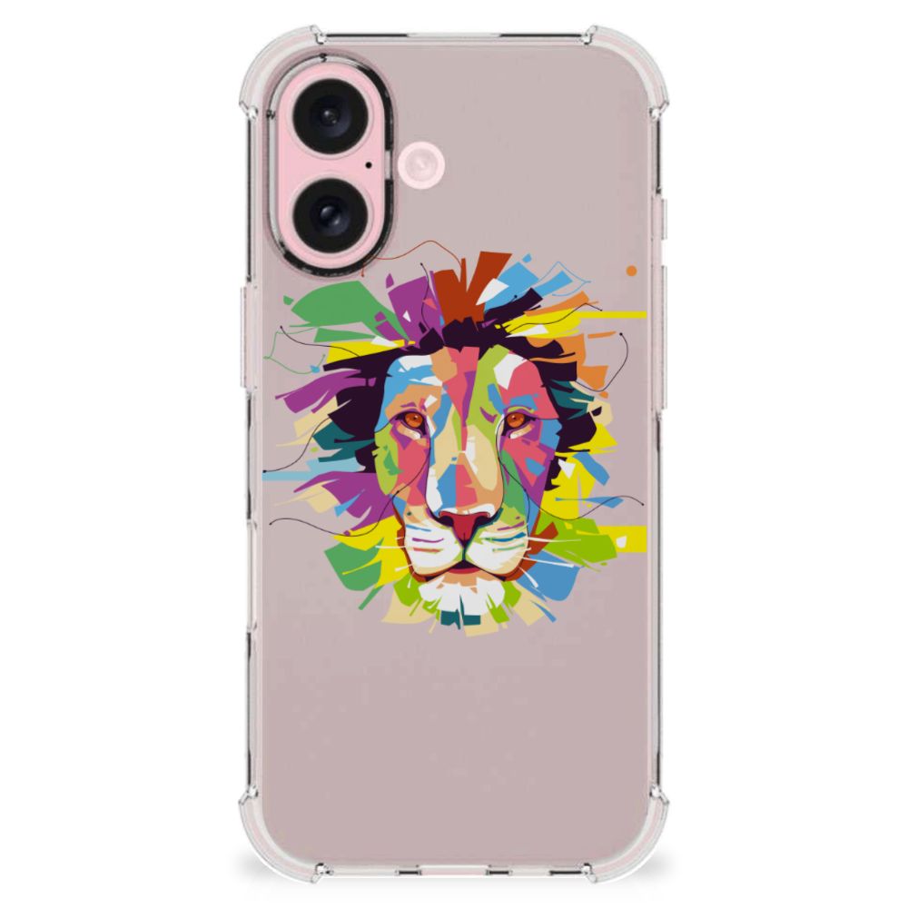 iPhone 16 Stevig Bumper Hoesje Lion Color telefoonhoesje lion design voorkant