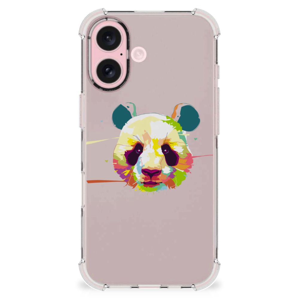 iPhone 16 Stevig Bumper Hoesje Panda Color panda kleur ontwerp achterzijde