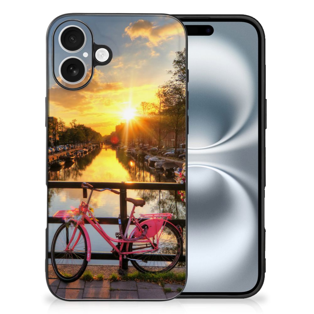 Apple iPhone 16 TPU Backcover Amsterdamse Grachten design Amsterdamse Grachten aanzicht