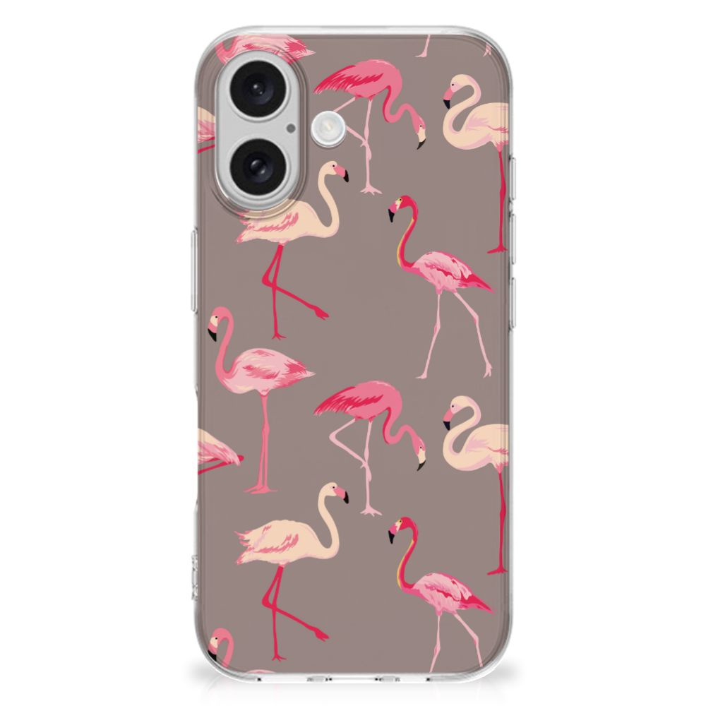 iPhone 16 TPU Hoesje Flamingo flamingo design achterkant