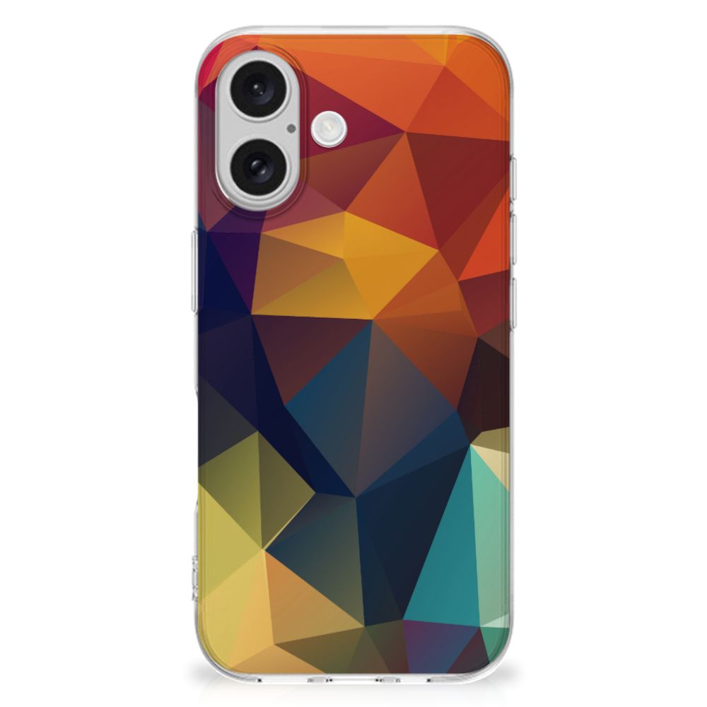 iPhone 16 TPU Hoesje Polygon Color kleurrijk ontwerp asymmetrische patronen achterkant