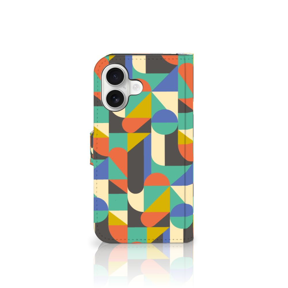 iPhone 16 Telefoon Hoesje Funky Retro telefoonhoesje geometrisch design zijaanzicht
