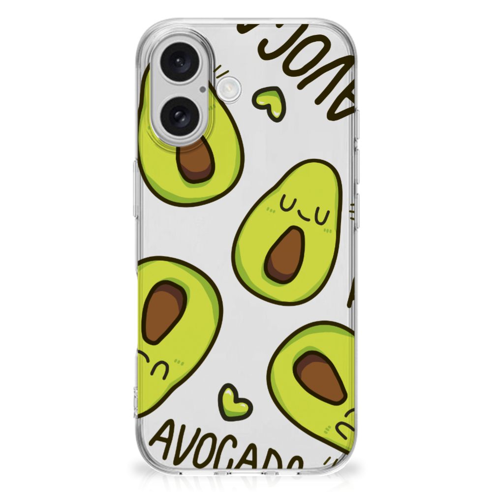 iPhone 16 Telefoonhoesje met Naam Avocado Singing telefoonhoesje avocado design voorkant