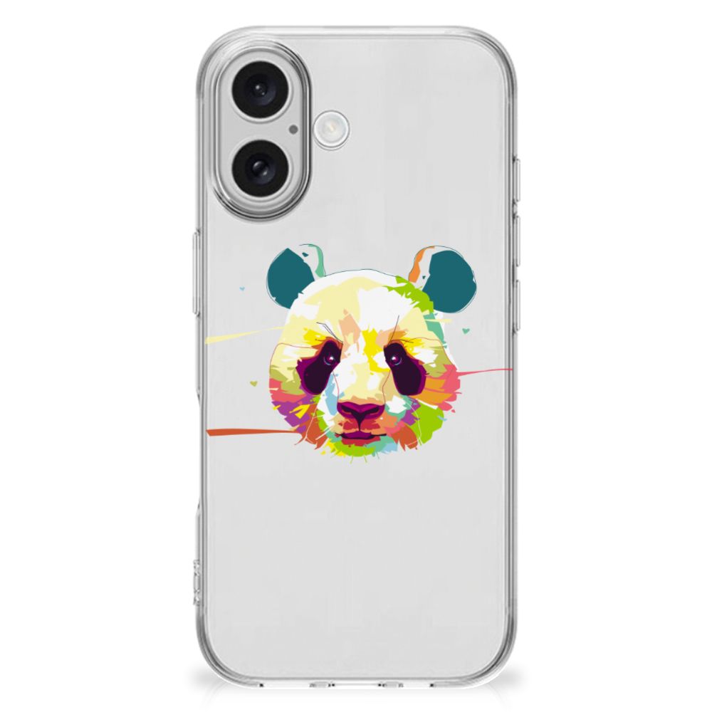 iPhone 16 Telefoonhoesje met Naam Panda Color panda design achterkant