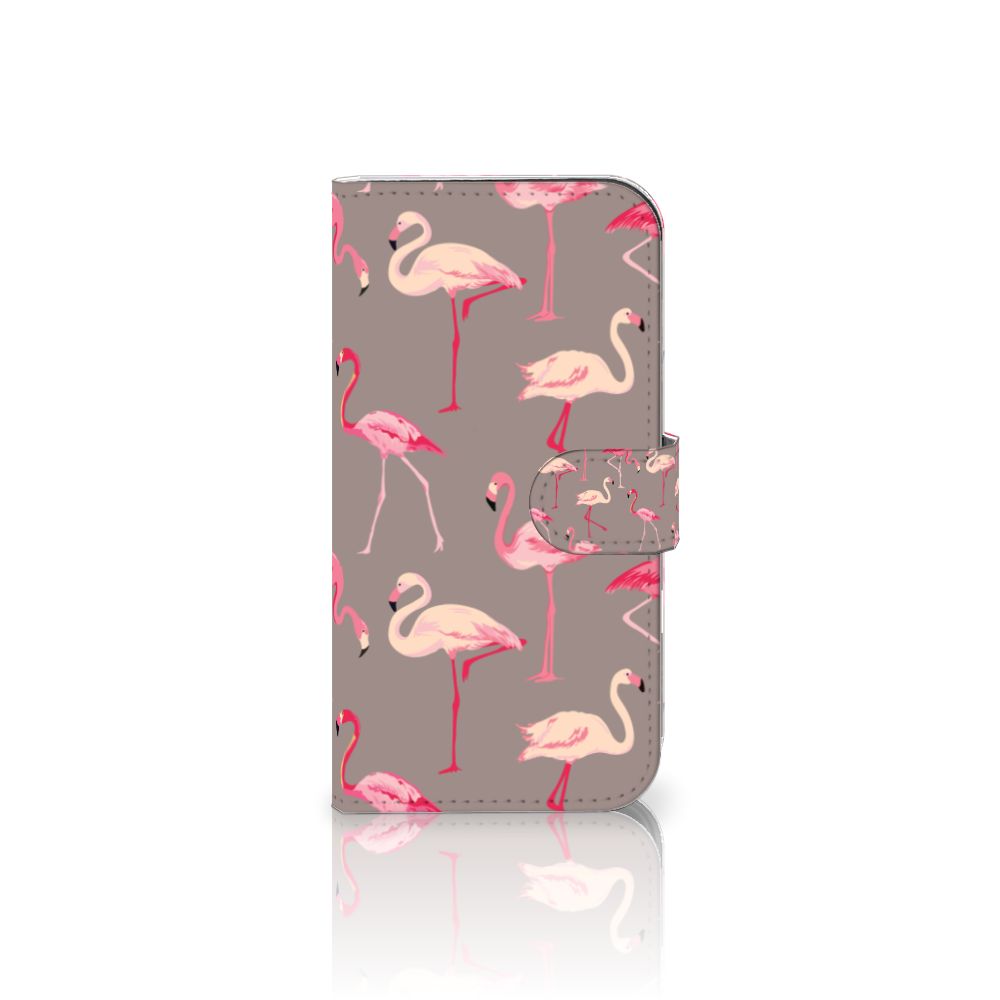 iPhone 16 Telefoonhoesje met Pasjes Flamingo flamingo patroon voorkant