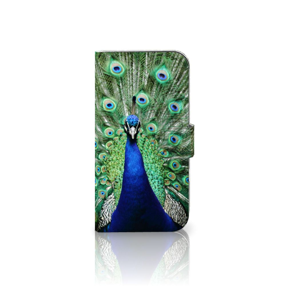 iPhone 16 Telefoonhoesje met Pasjes Pauw telefoonhoesje pauw design voorkant