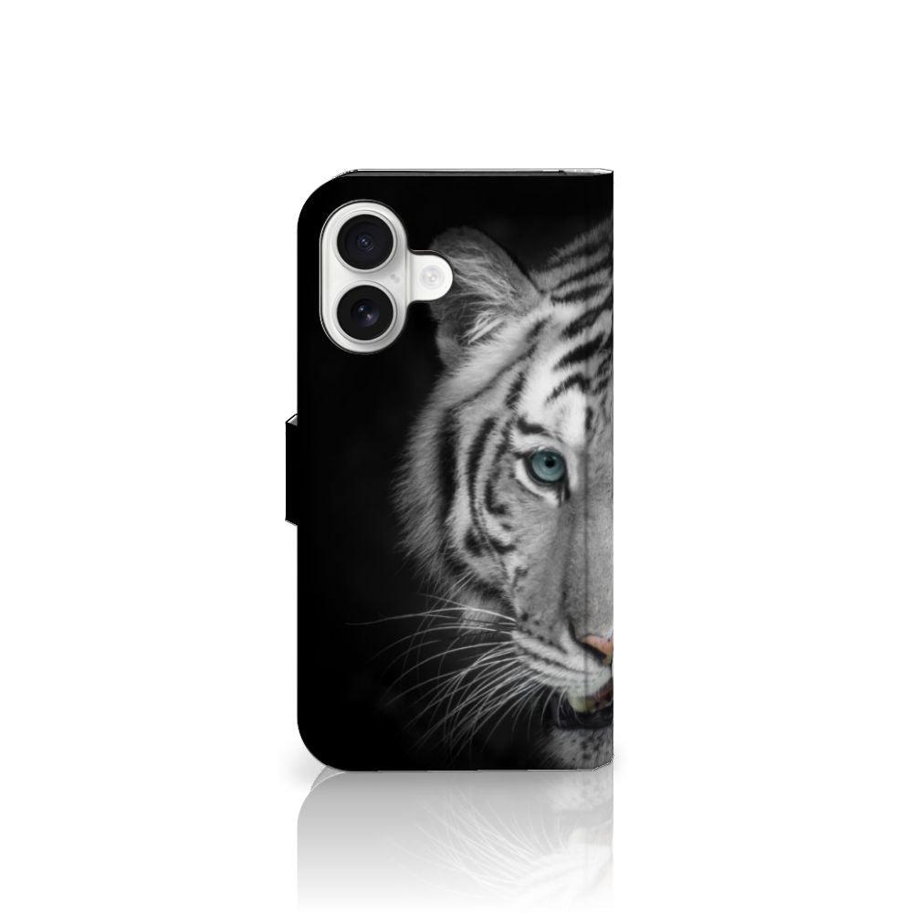 Apple iPhone 16 Telefoonhoesje met Pasjes Tijger tijger design zij aanzicht