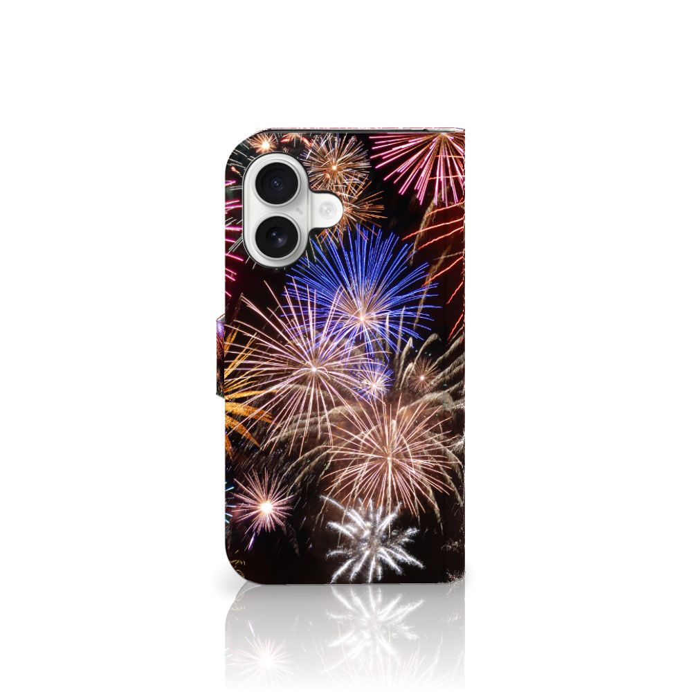 iPhone 16 Wallet Case met Pasjes Vuurwerk wallet case vuurwerk aanzicht