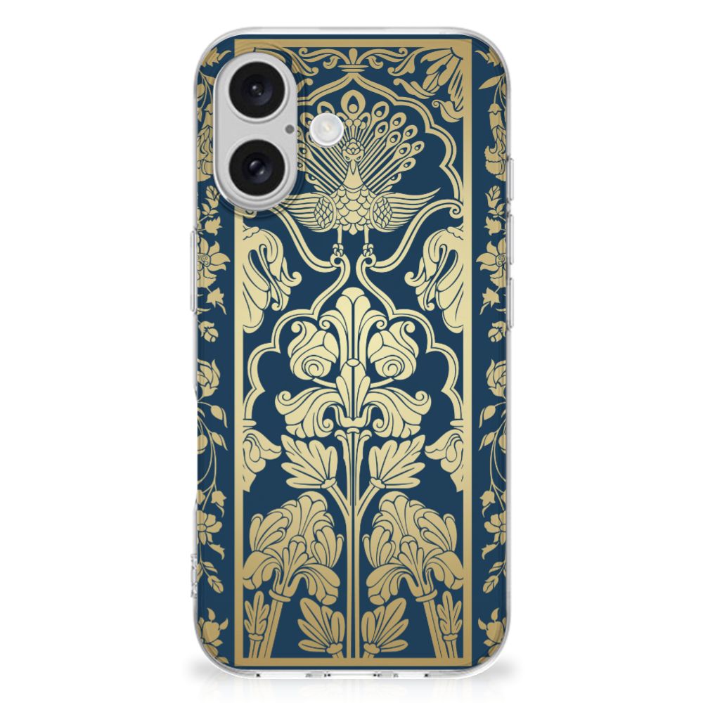 iPhone 16 plus TPU Case Beige Flowers bloemen ontwerp achterkant