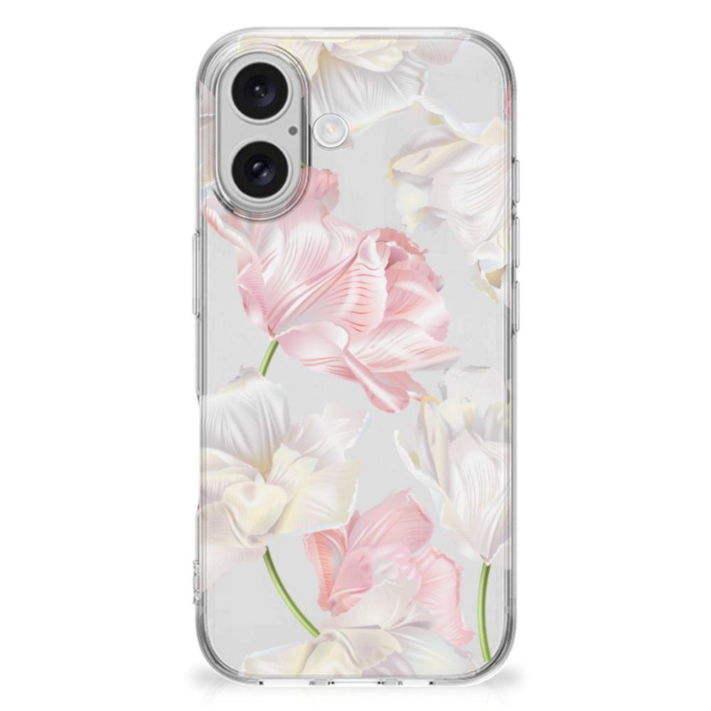iPhone 16 plus TPU Case Lovely Flowers bloemen transparant achteraanzicht