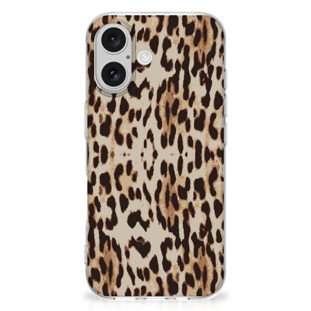 iPhone 16 plus TPU Hoesje Leopard luipaardprint achteraanzicht