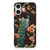 iPhone 16 plus TPU Hoesje Pauw met Bloemen design pauw bloemen zijkant