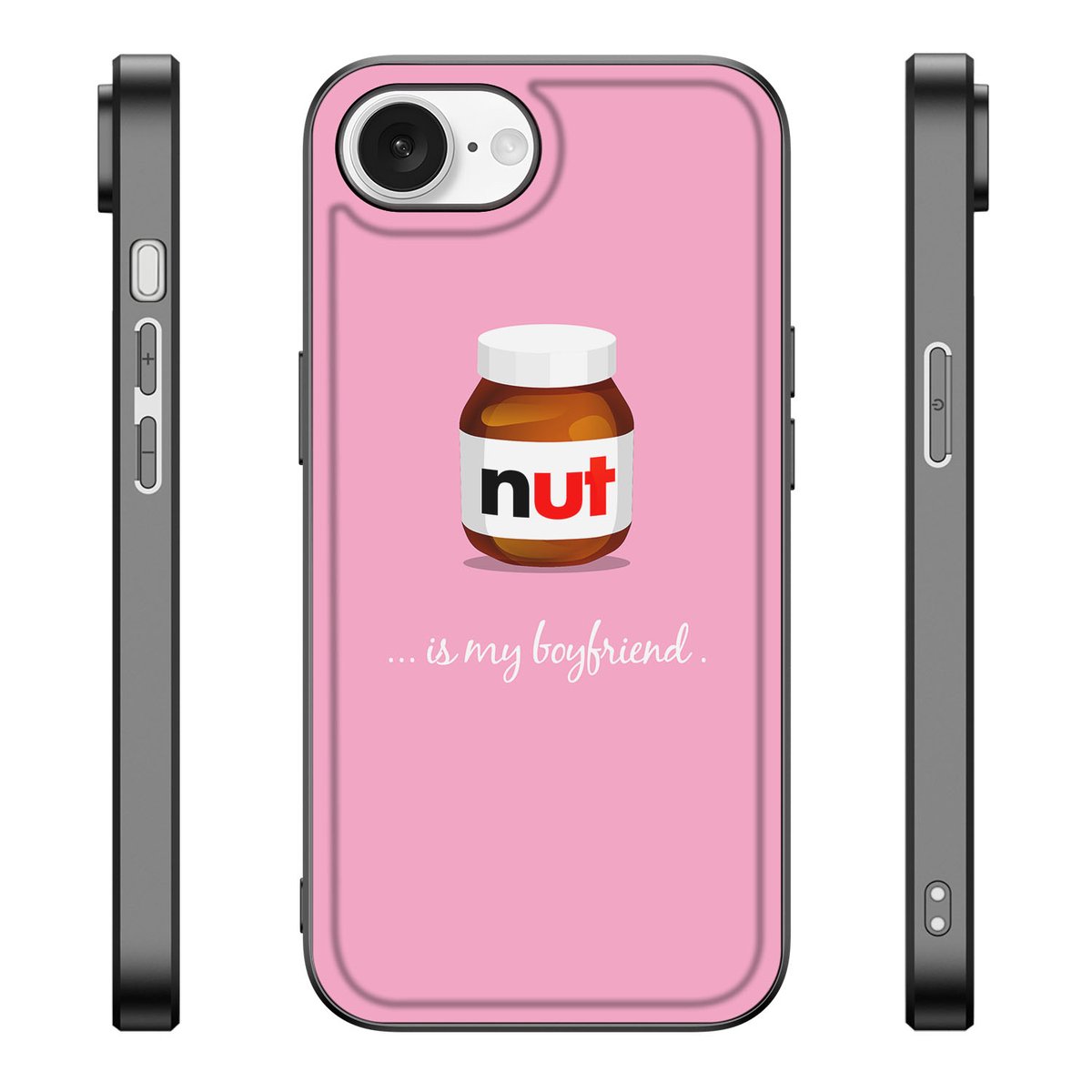 Apple iPhone 16e Back Cover Hoesje Nut Boyfriend eten en drinken design achterzijde