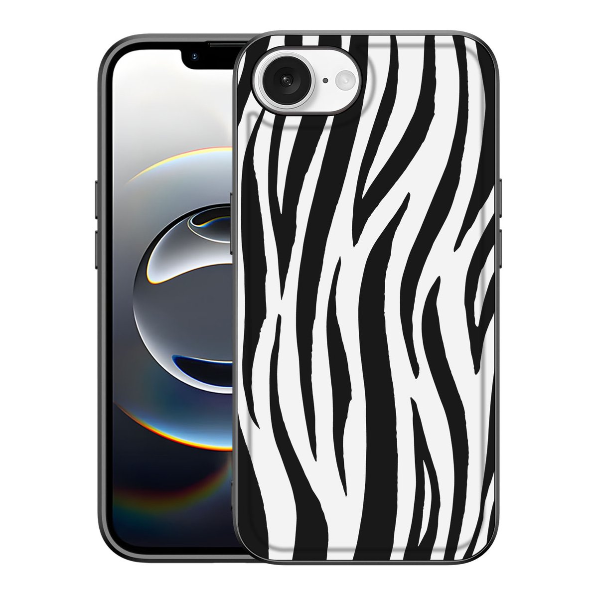 Apple iPhone 16e iPhone 16e Dierenprint Telefoonhoesje Zebra zwart-wit dierenprint achterkant