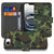 iPhone 16e Telefoon Hoesje Army Dark boekhoesje camouflage design voorkant achterkant