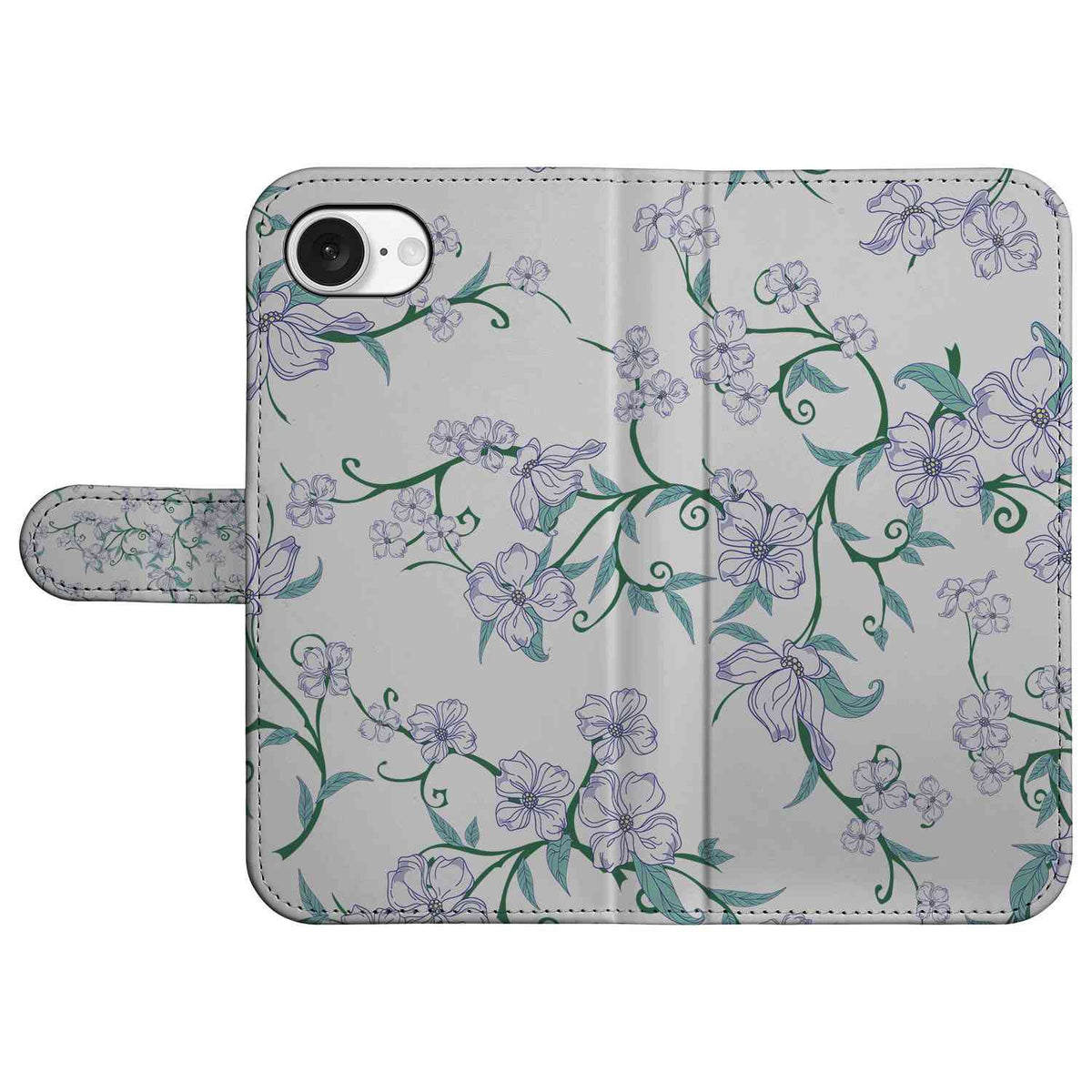 iPhone 16e Uniek Hoesje Blossom White hoesje bloemen design aanzicht