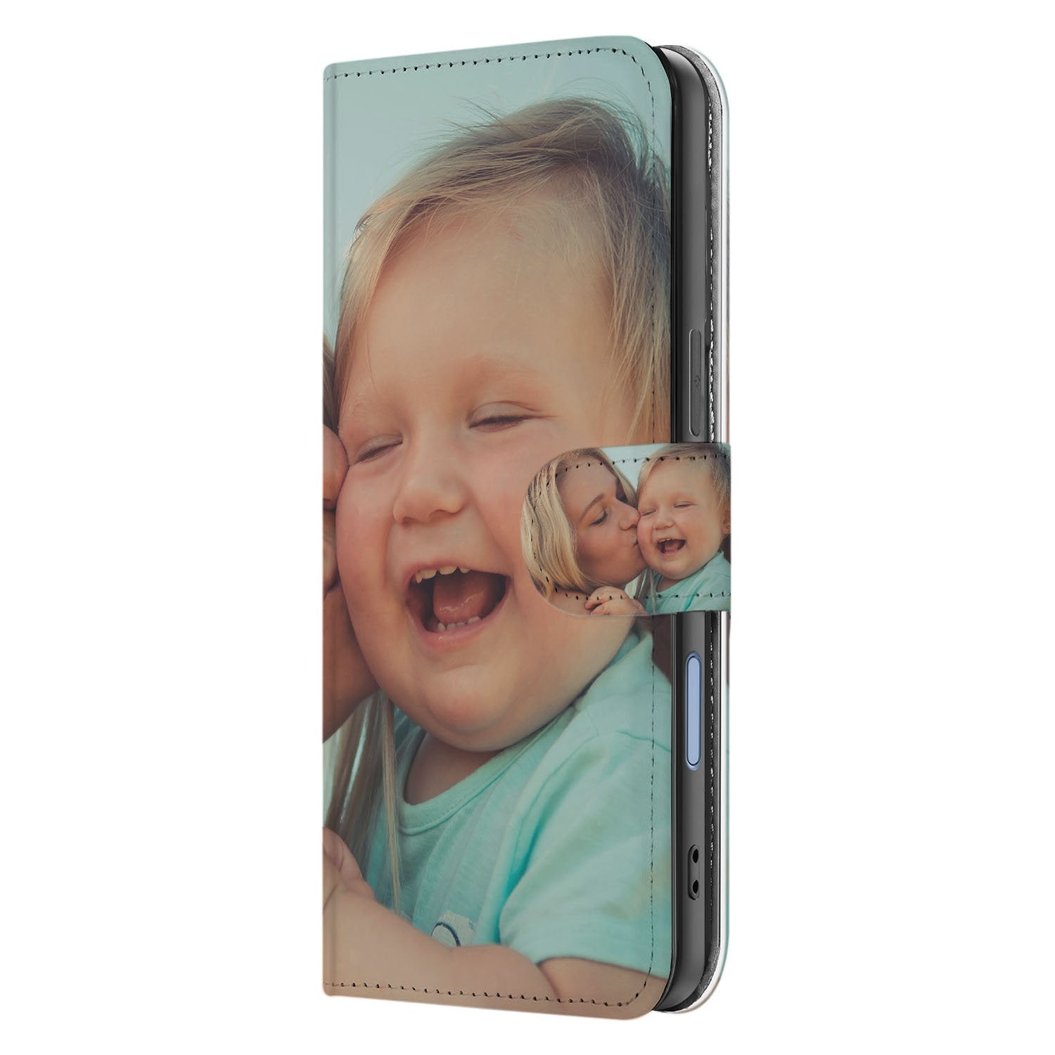 iPhone 17 Bookcase Hoesje Maken met Foto | Portemonnee fotoontwerp zijaanzicht