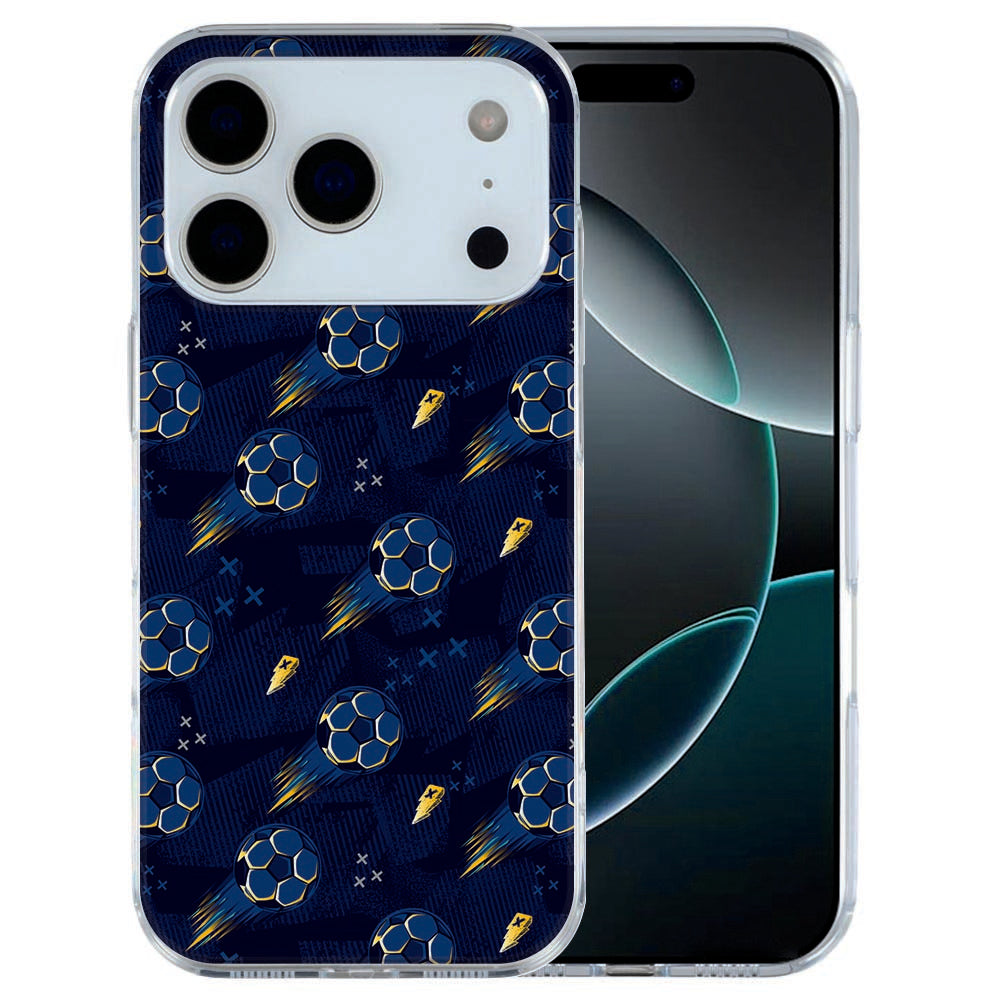 Apple iPhone 17 Pro Max Hoesje Voetbal Sportief TPU Cover voor Voetbalfans Vooraanzicht.
