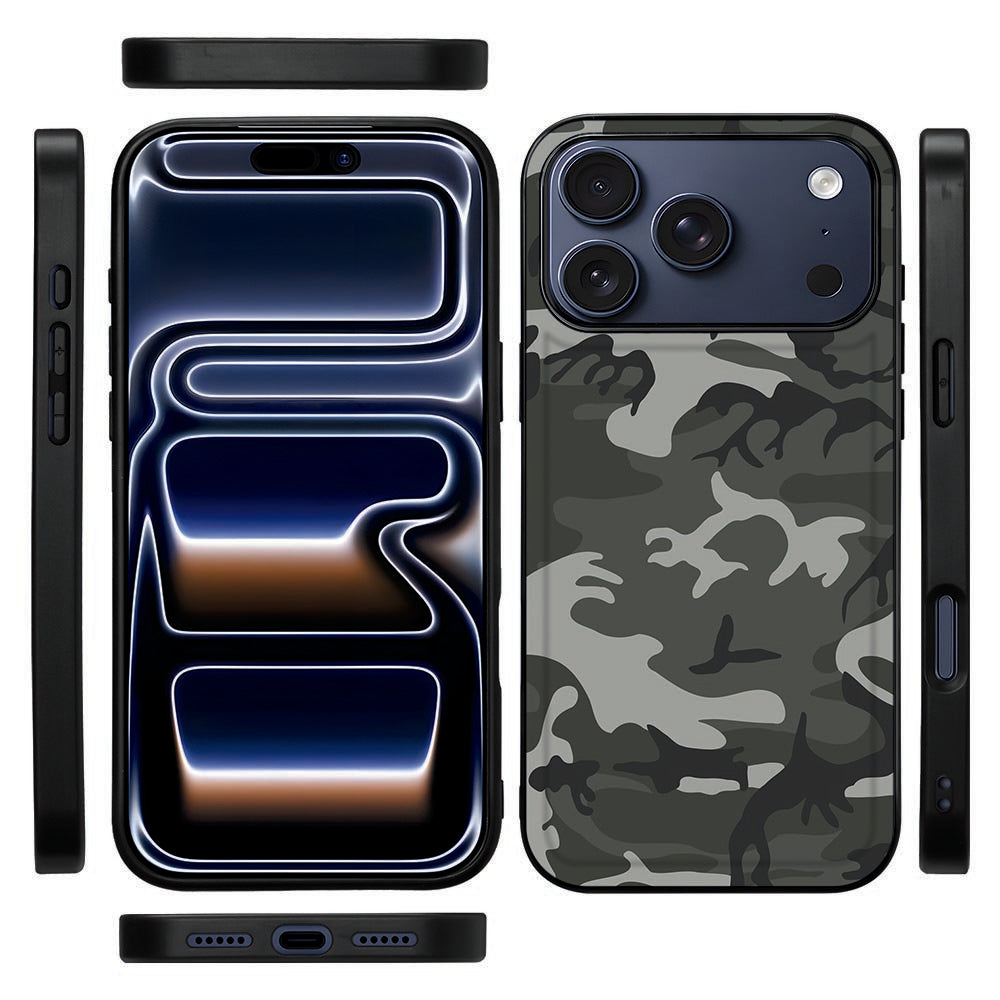 Zwarte TPU-rand van de Army Light back cover voor iPhone 18 Pro, gezien vanaf de zijkant