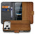 iPhone 18 Pro bookcase hoesje Donker Hout, open en dicht naast elkaar met houtnerfprint