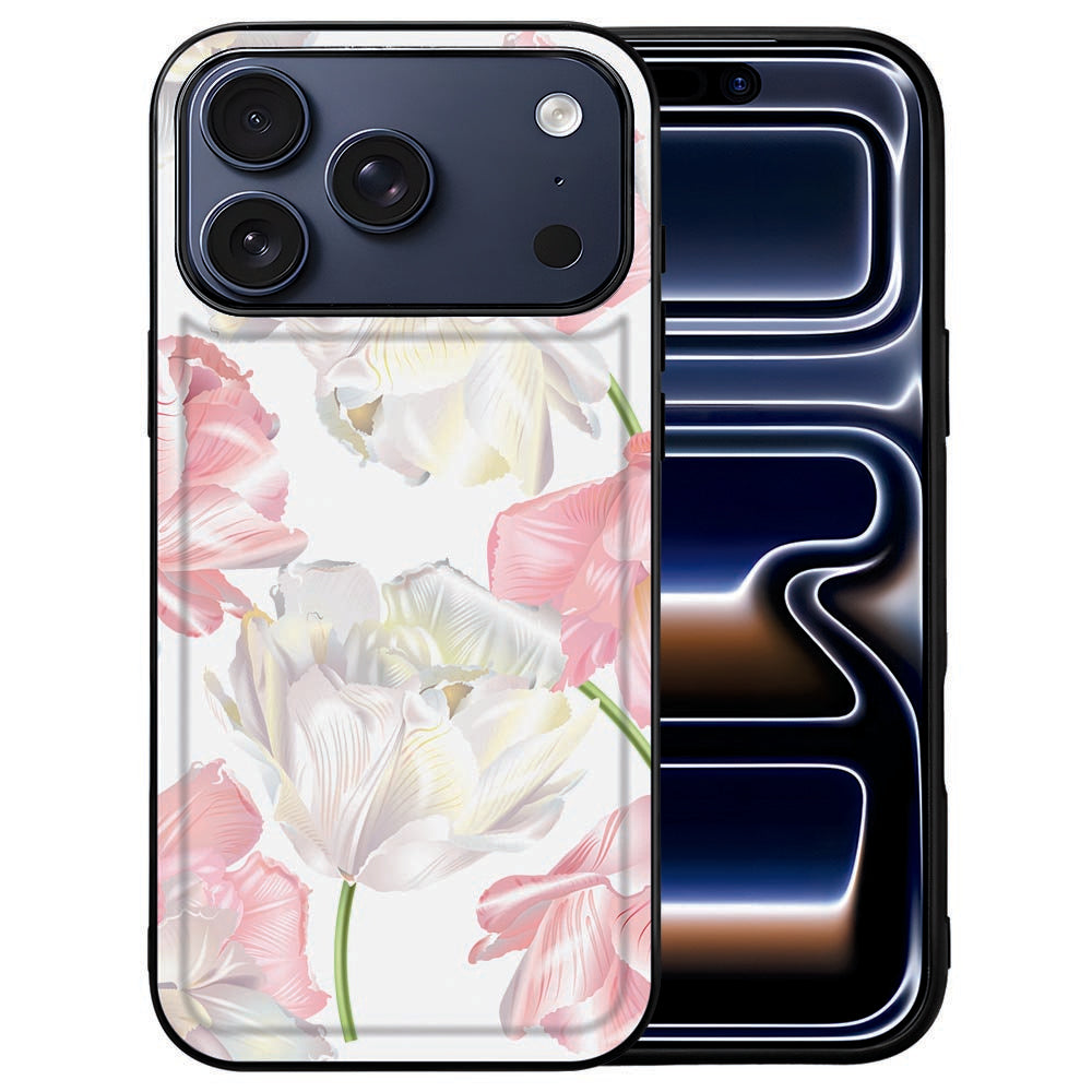 Lichte roze bloemetjes op de witte achterkant van het iPhone 18 Pro hoesje Lovely Flowers