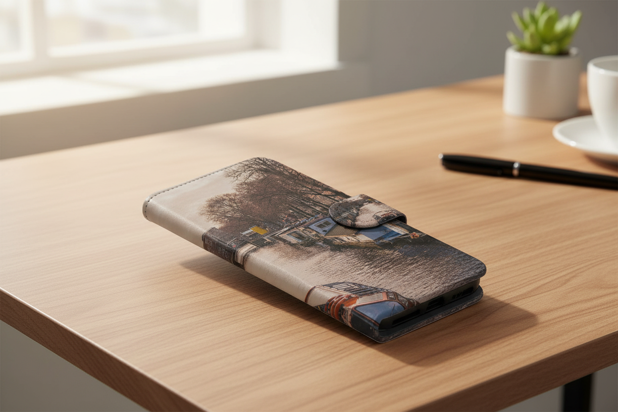 iPhone Air Book Case met Foto Portemonnee Hoesje design met foto op houten tafel