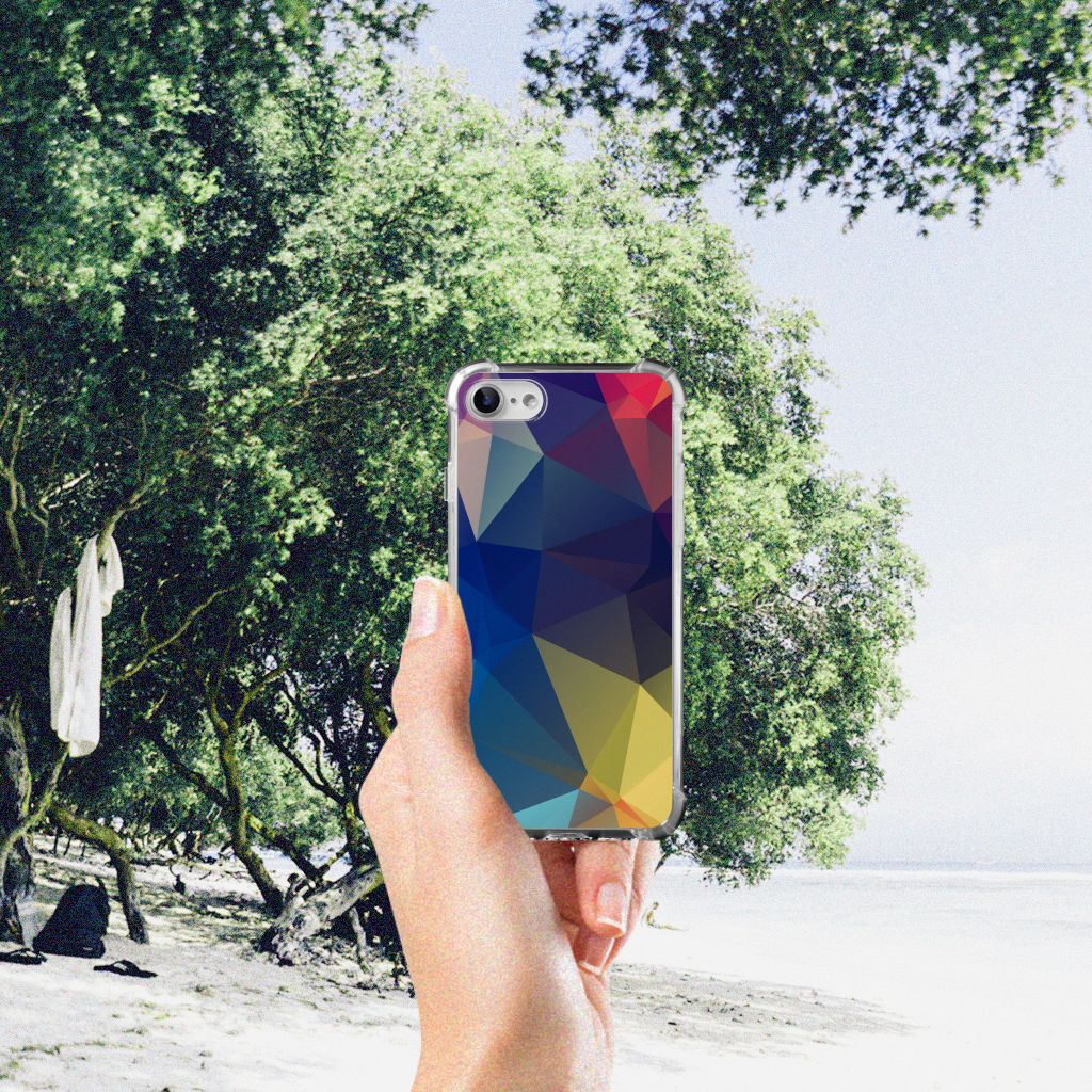 iPhone SE 2022/2020 | iPhone 8/7 Shockproof Case Polygon Dark Vooraanzicht.
