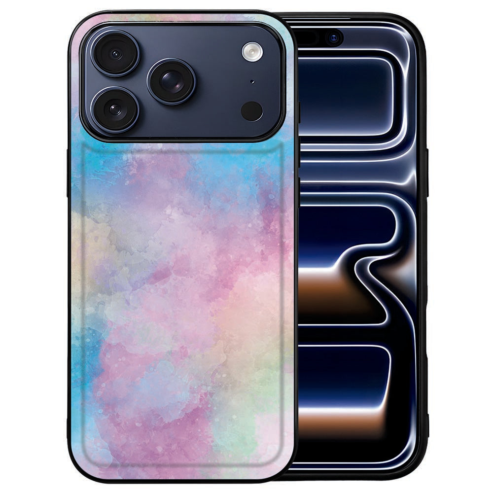 Roze en blauwe aquarelprint op de achterkant van het iPhone 18 Pro hoesje Watercolor Light