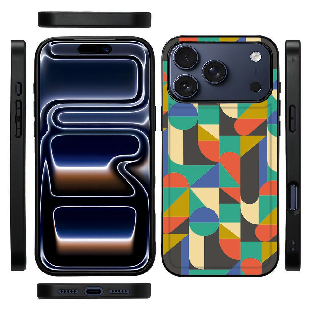 Zwarte rand van de Funky Retro back cover voor de iPhone 18 Pro vanaf de zijkant