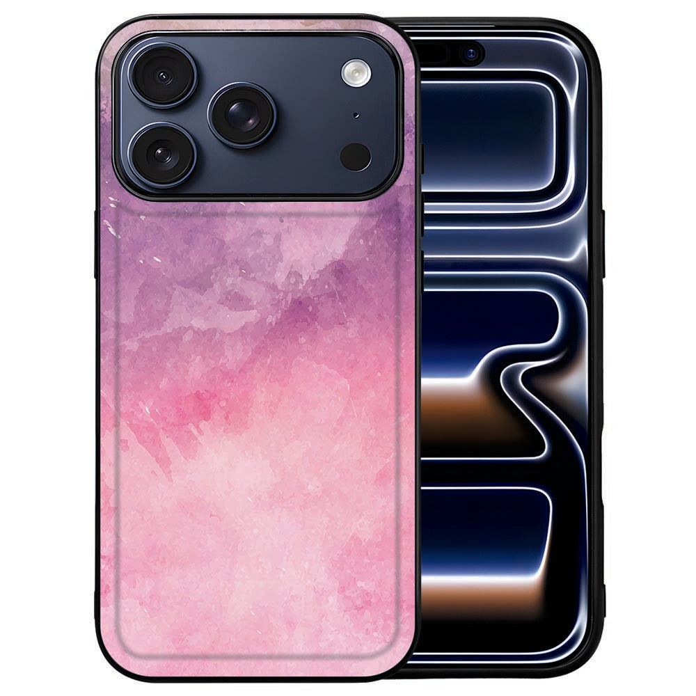 Roze-paarse verfvegen op de achterkant van het iPhone 18 Pro hoesje Pink Purple Paint