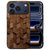 Wooden Cubes iPhone 18 Pro hoesje met bruin houten kubuspatroon op de achterkant