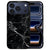 Marmer Zwart iPhone 18 Pro telefoonhoesje met zwarte marmerprint en lichte aders