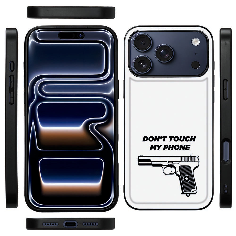 Zijkant van het Pistol DTMP hoesje voor de iPhone 18 Pro Max, zwarte TPU-rand en uitsparingen