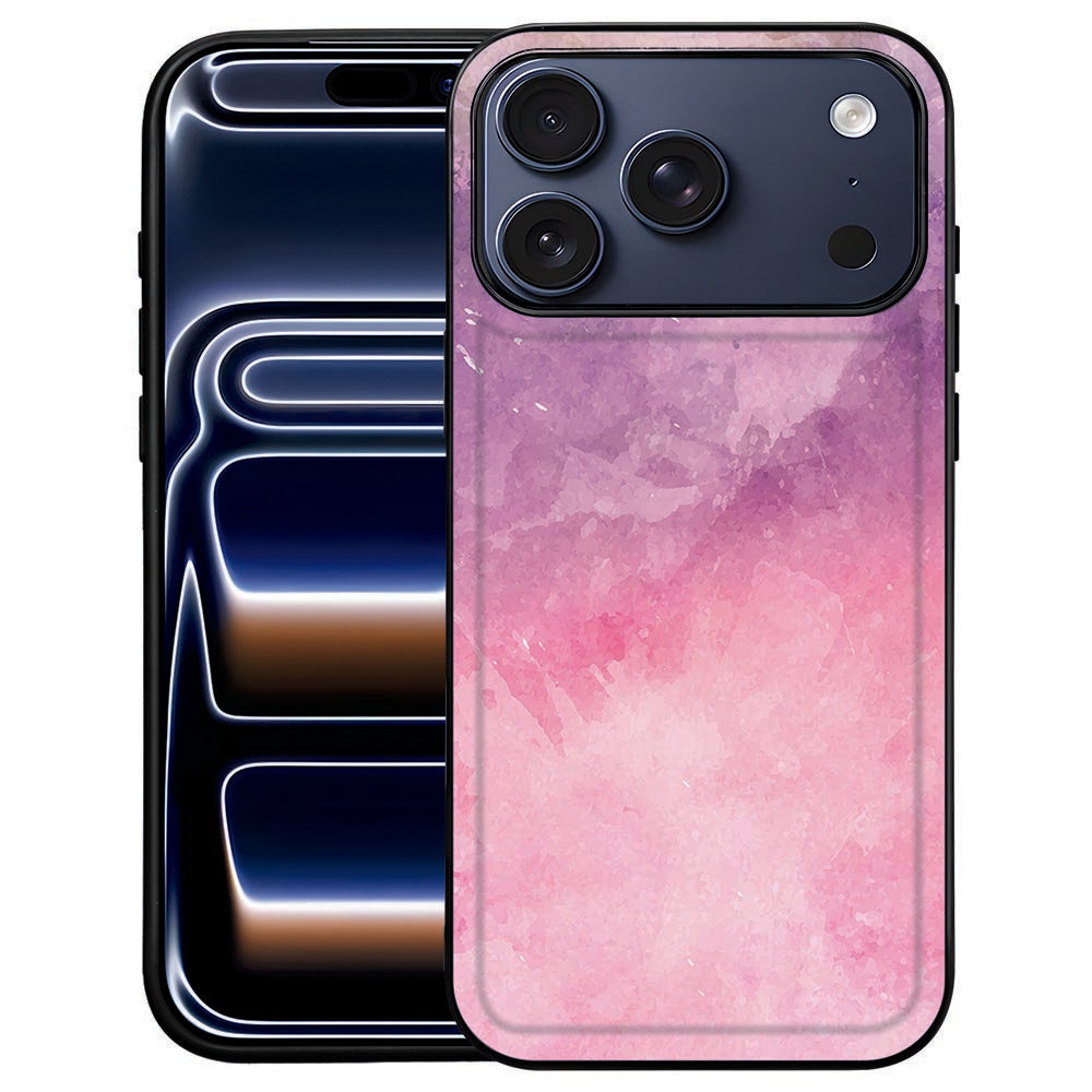 Back cover iPhone 18 Pro Max Pink Purple Paint met roze en paarse aquarelvlekken op de achterkant