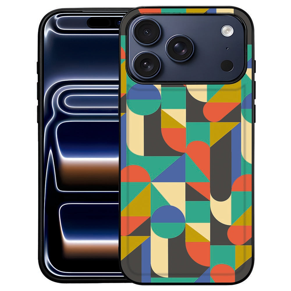 Funky Retro iPhone 18 Pro Max backcover met kleurrijk retropatroon over de kunstleren achterkant