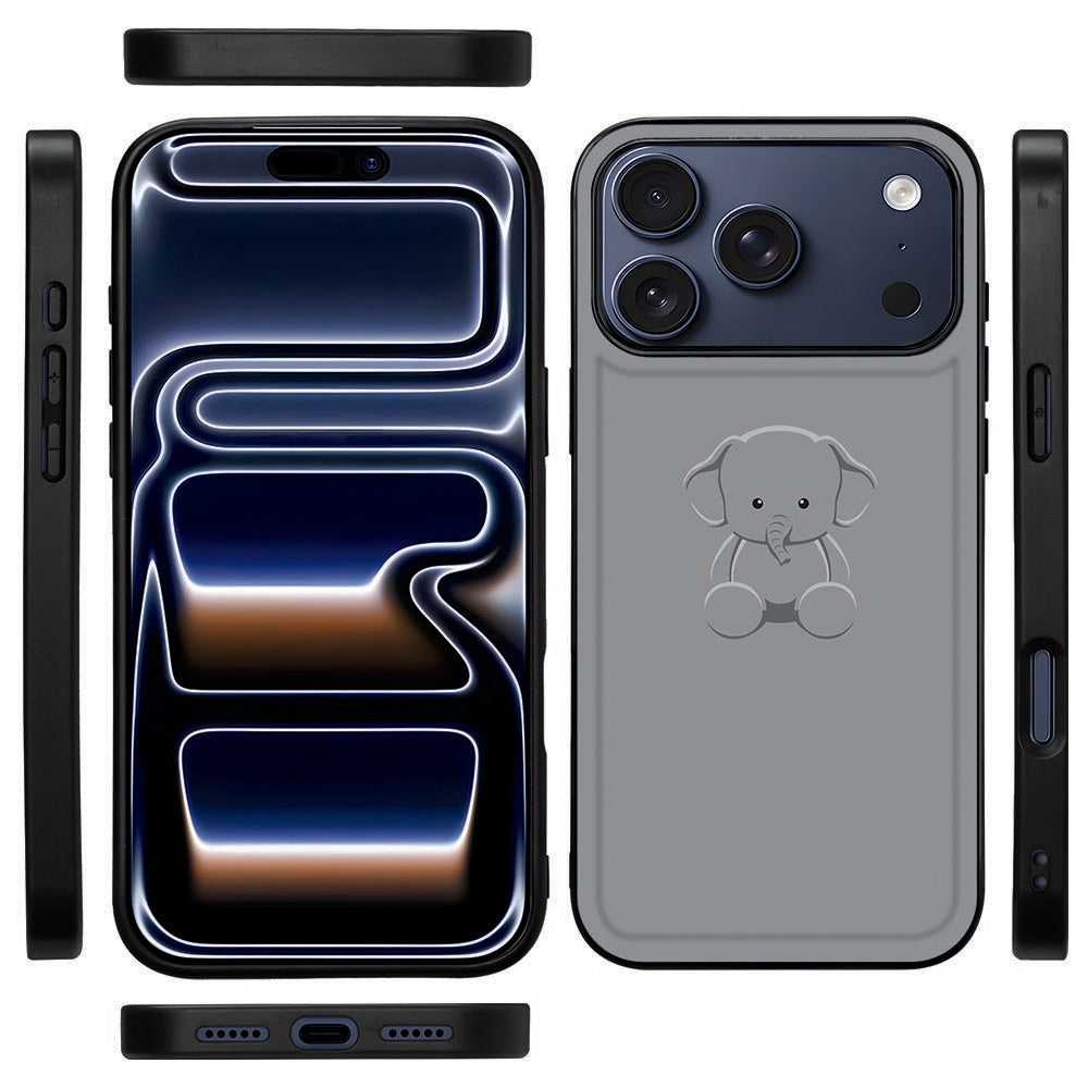 Zijkant van het Baby Olifant hoesje voor iPhone 18 Pro Max met dunne zwarte TPU-rand