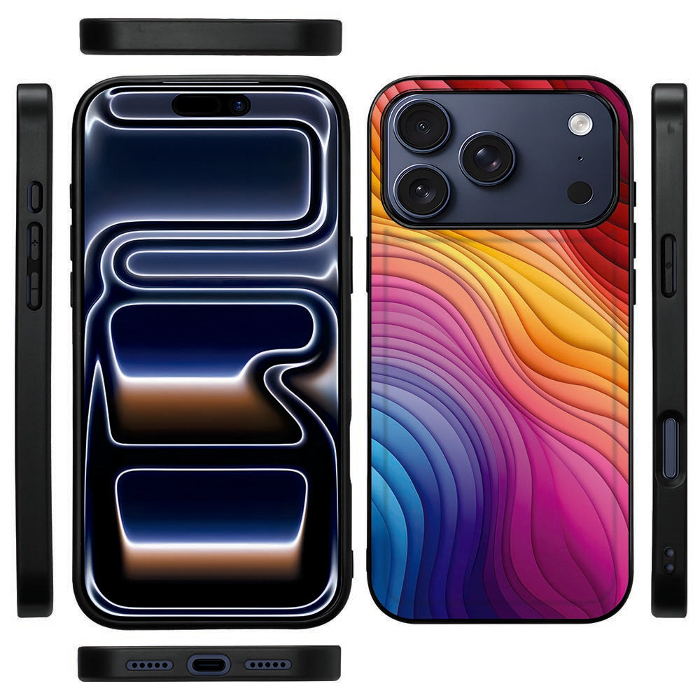 Zwart TPU-kader van de Regenboog back cover voor iPhone 18 Pro Max vanaf de zijkant