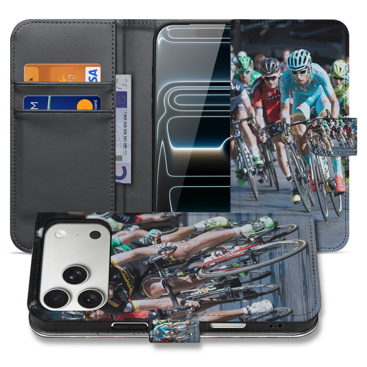 Apple iPhone 17 Pro Hoesje Maken met Foto | Portemonnee Case fietsen sport collage