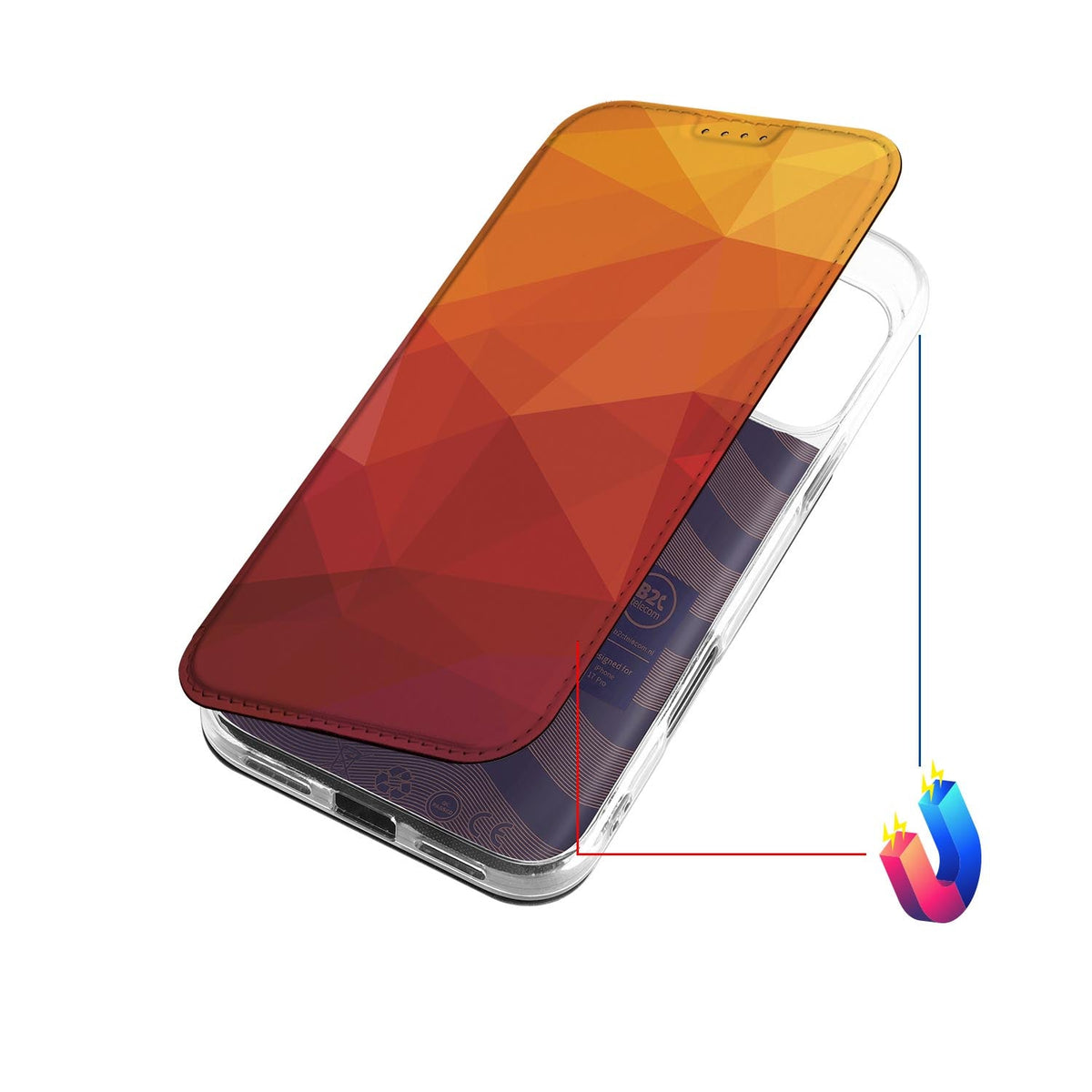 Apple iPhone 18 Pro Book Wallet Case Polygon Red voorkant